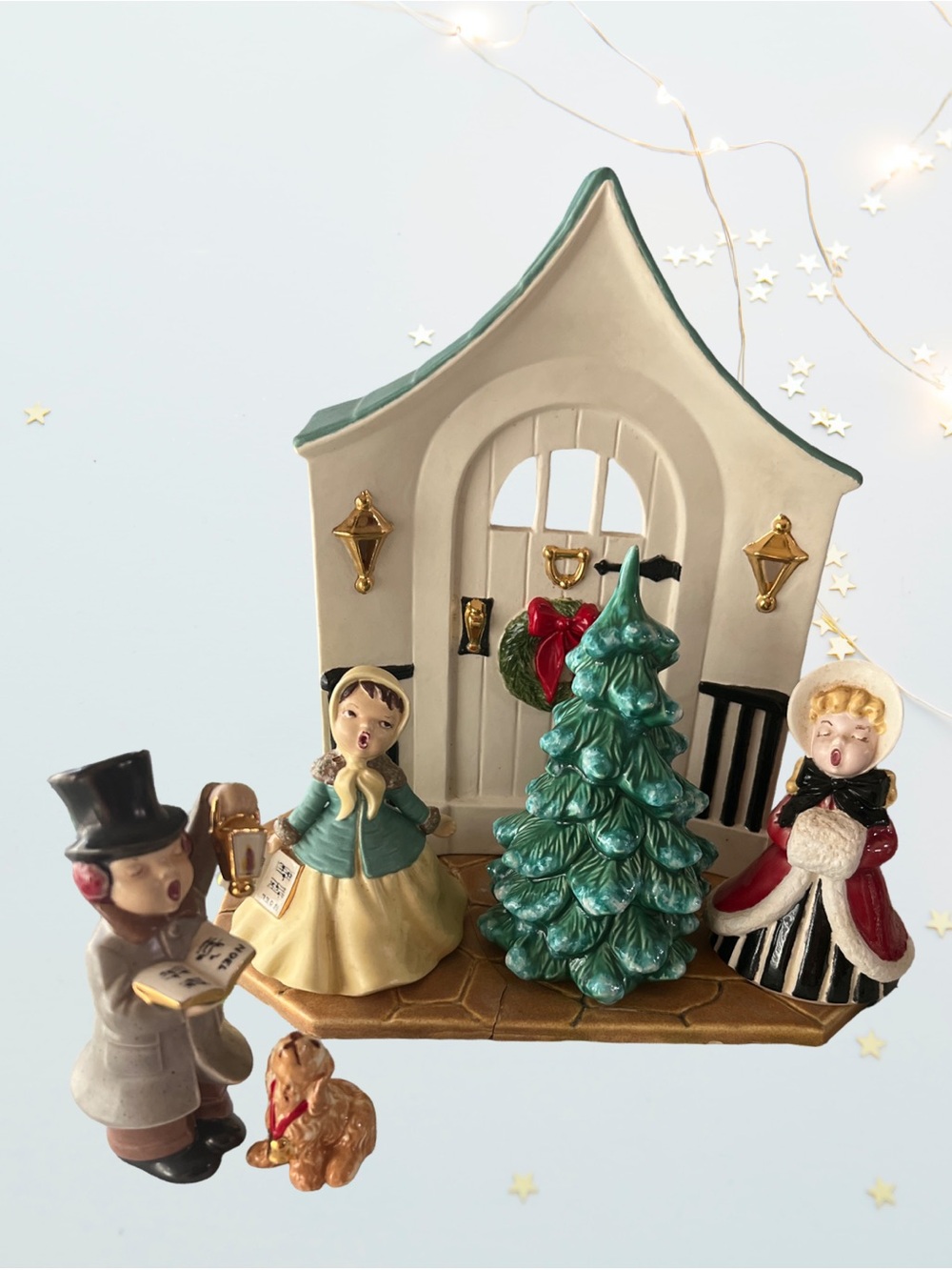 Holland Mold 1973 VTG Ceramic Christmas Village Carolers Hand Painted +READ
